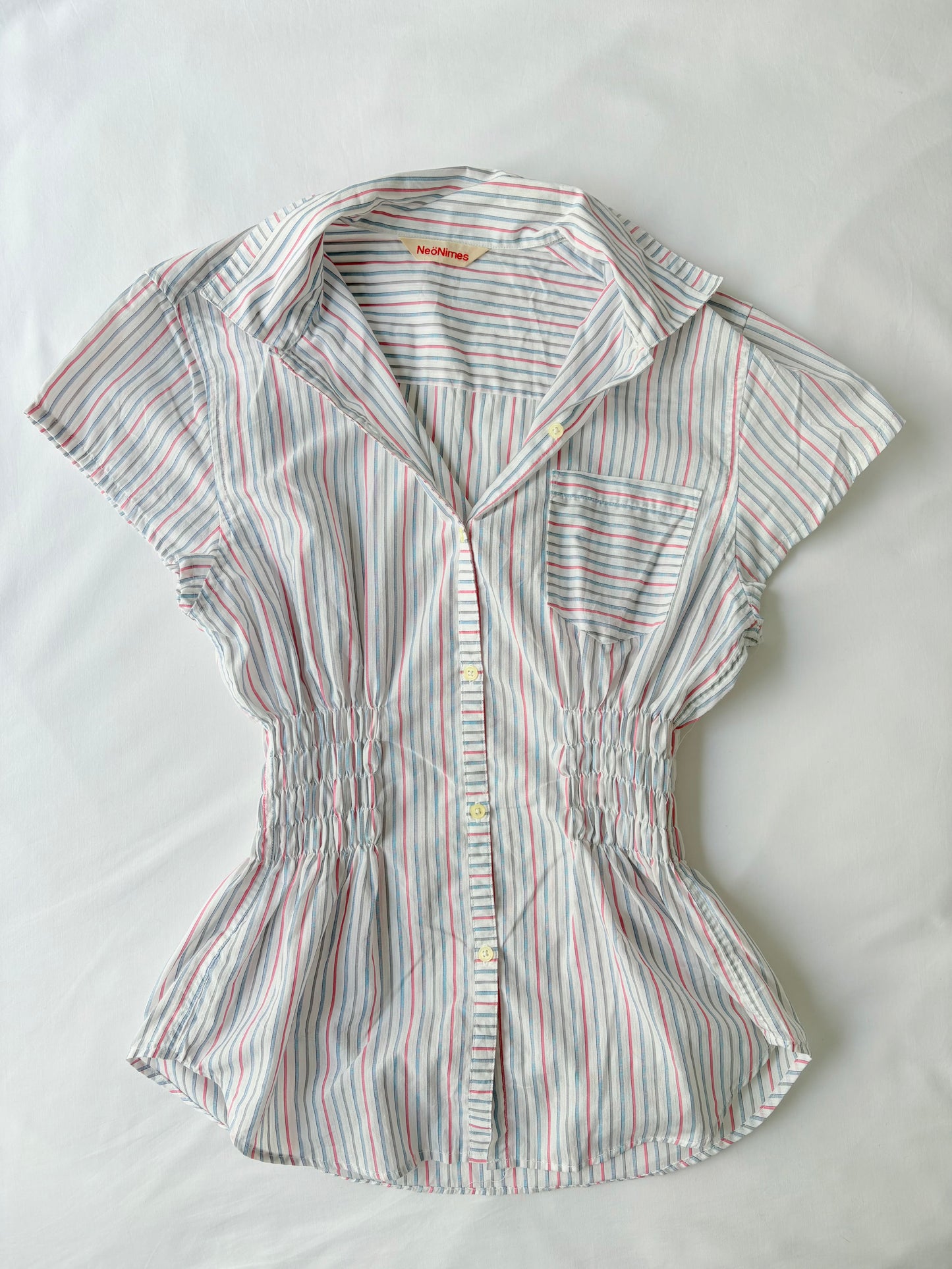 00’s Cinched striped shirt | Size 10-12