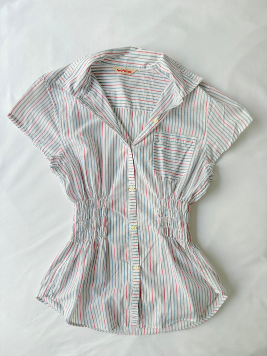 00’s Cinched striped shirt | Size 10-12