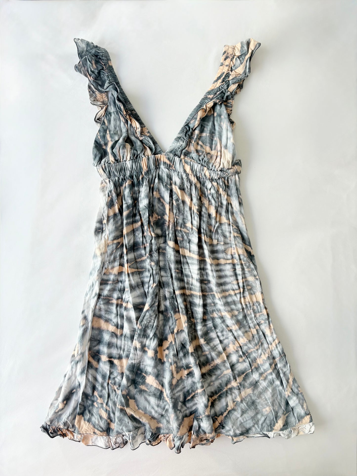 00’s Ruffle tie dye mini dress | Size 8-10