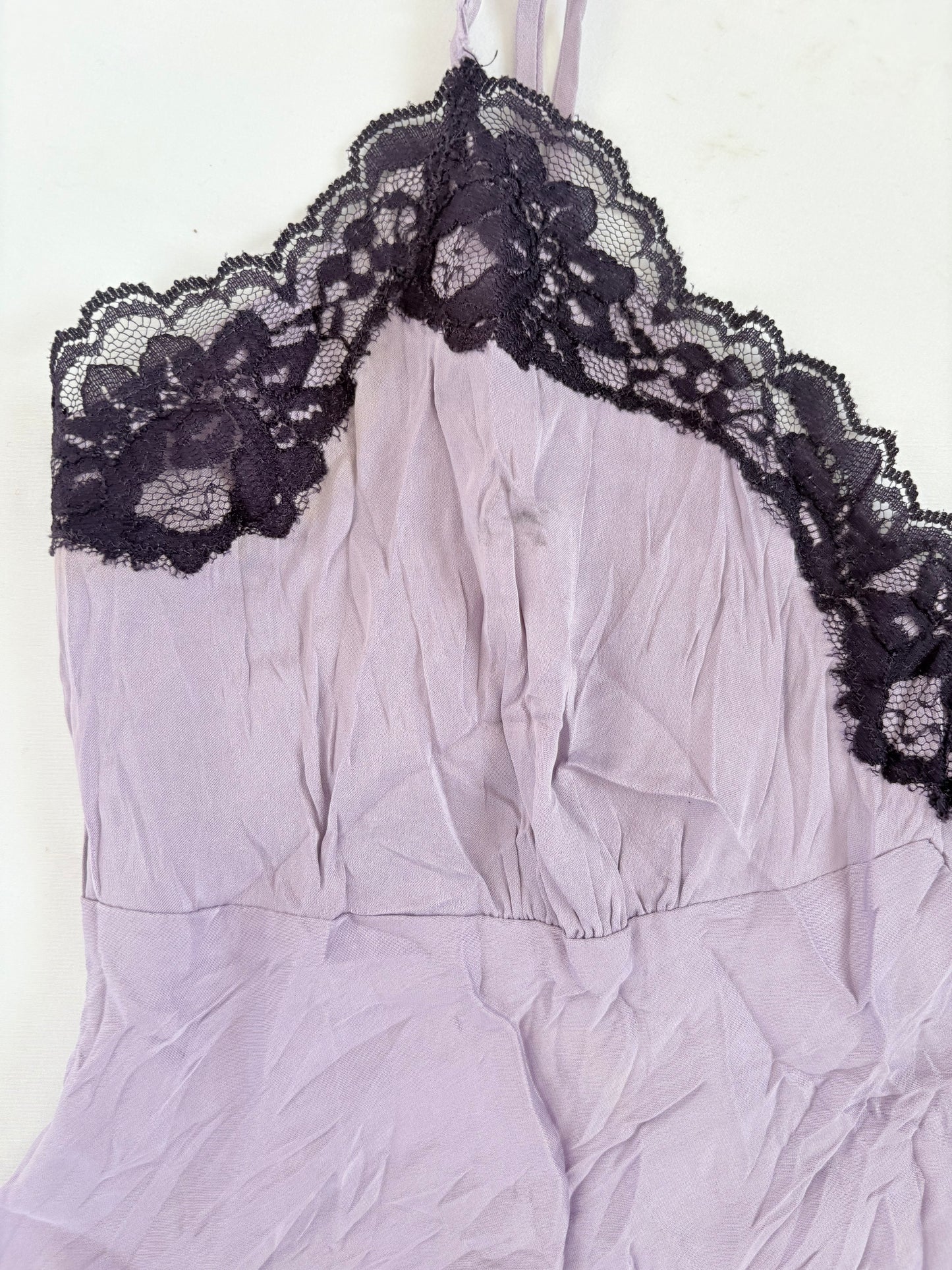 00’s Silk purple lace trim top | Size 8