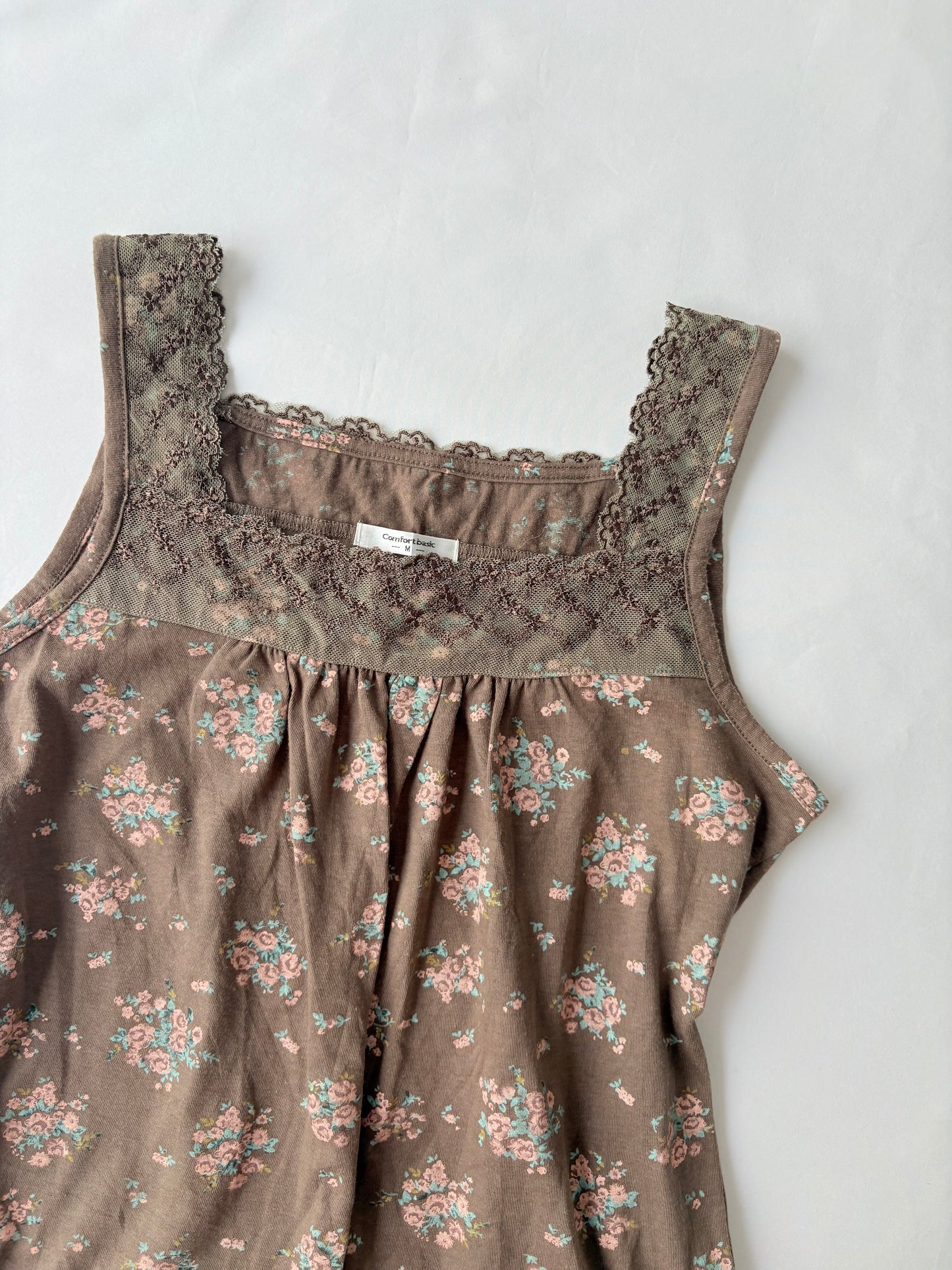 00’s Babydoll brown floral top | Size 8-10