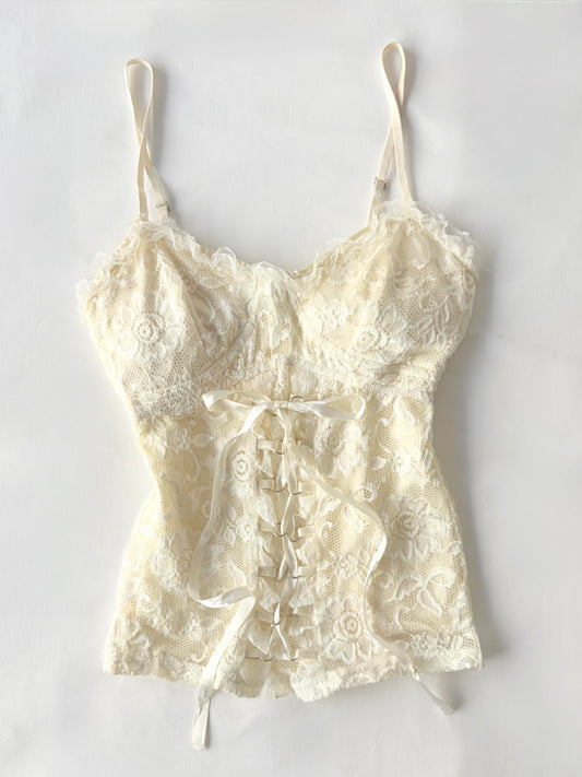 00’s Cream lace front top | Size 8