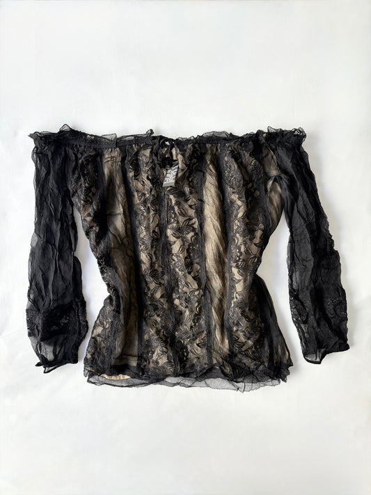 00’s BCBG silk off the shoulder top | Size 10