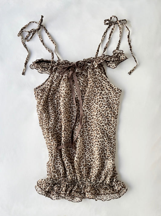 00’s Liz Lisa leopard top | Size 8