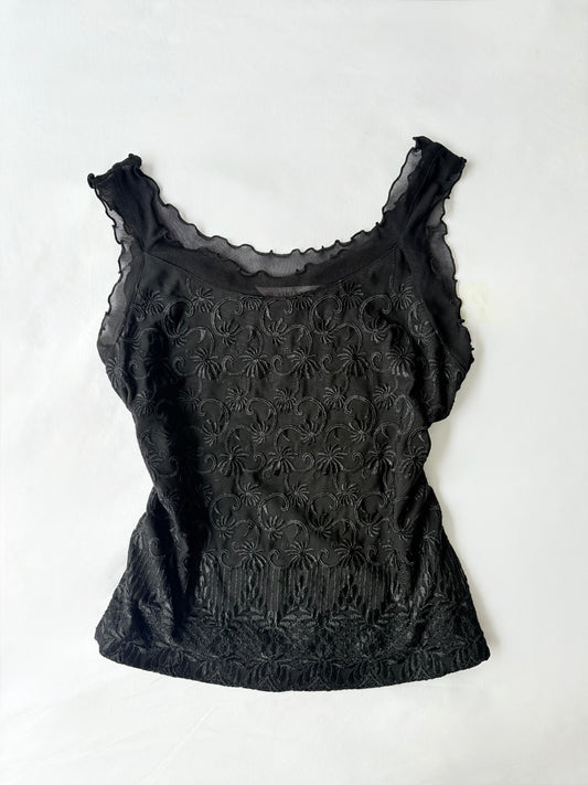 00’s Japanese lettuce hem tank | Size 14