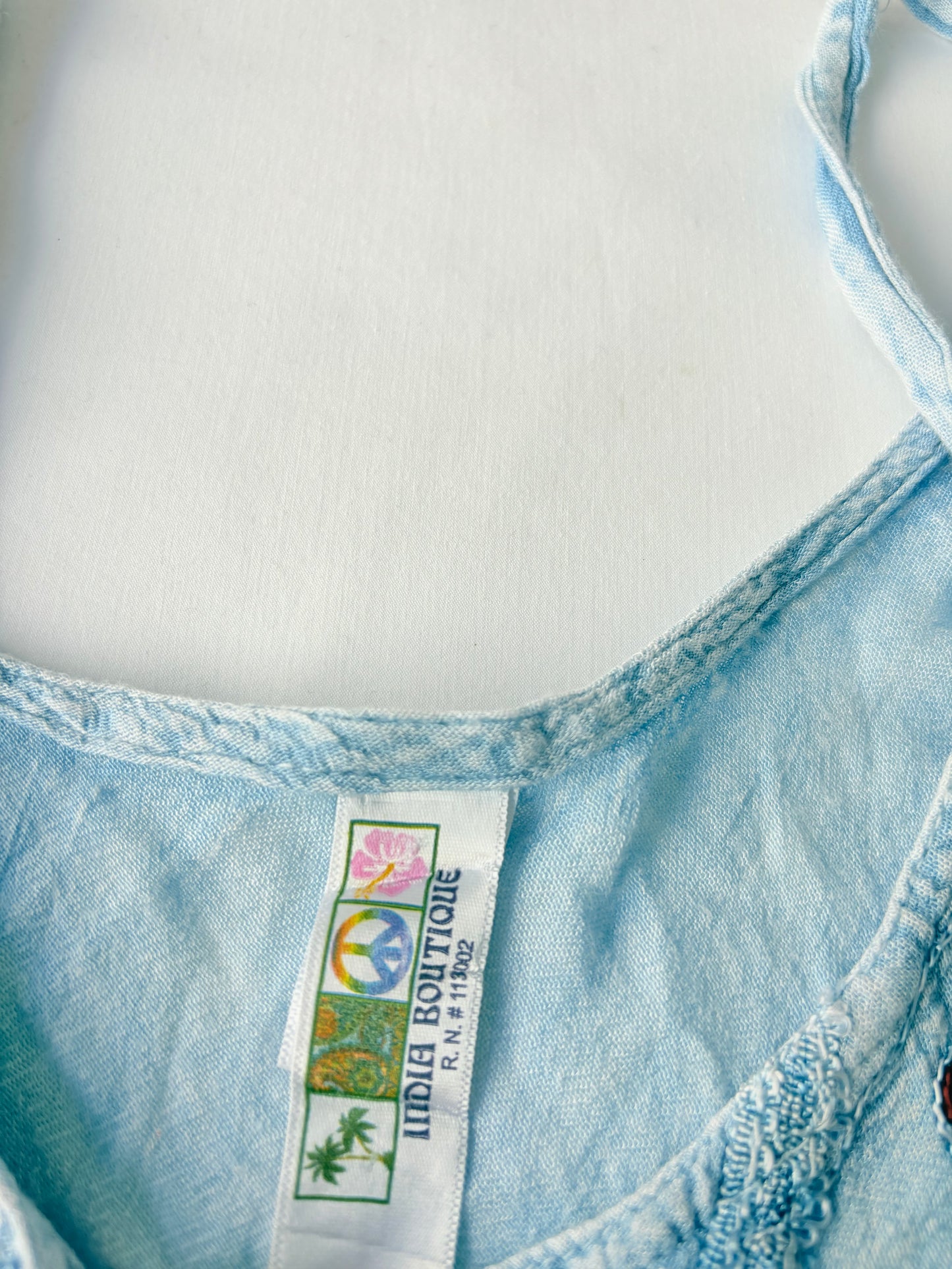 00’s Boho blue longline top | Size medium