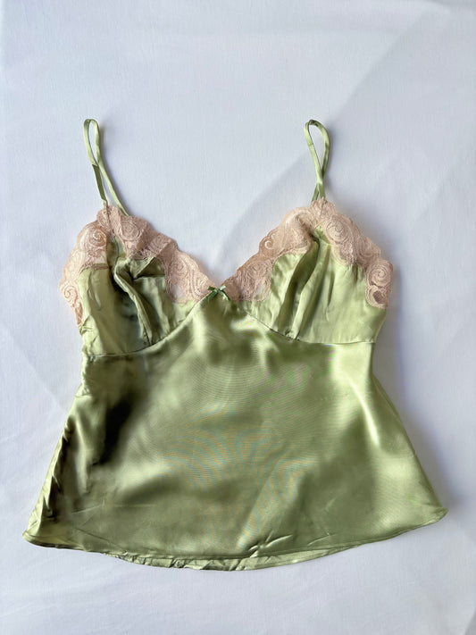 Green lace cropped cami | Size small