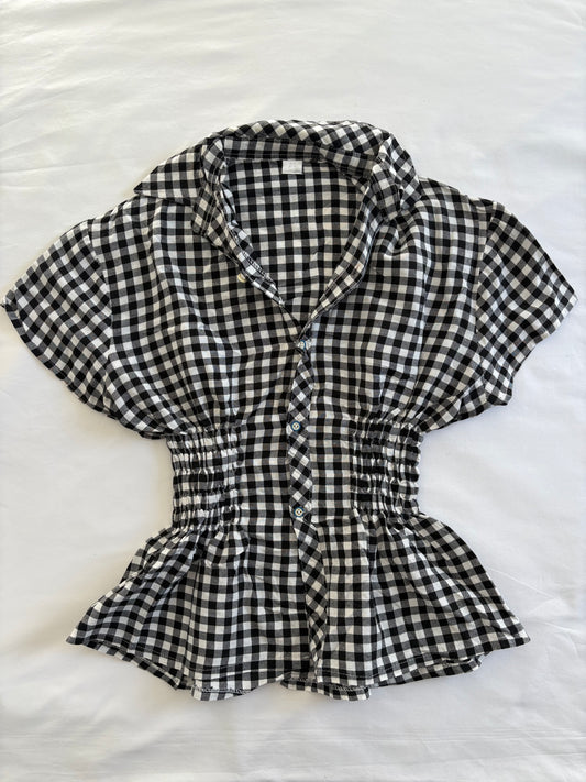 00’s Gingham cinched shirt | Size 12