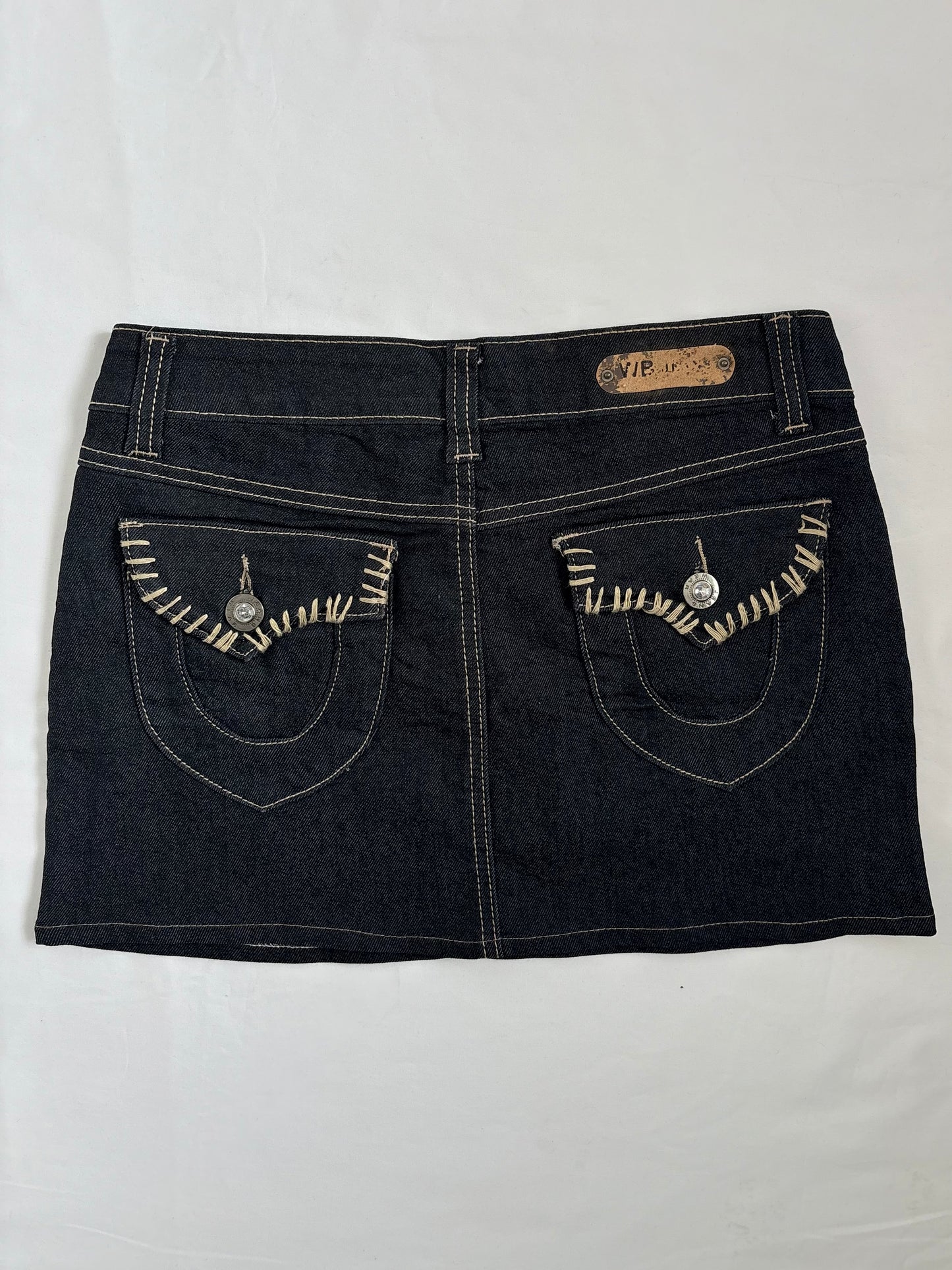 00’s Dark denim embroidered skirt | Size 10