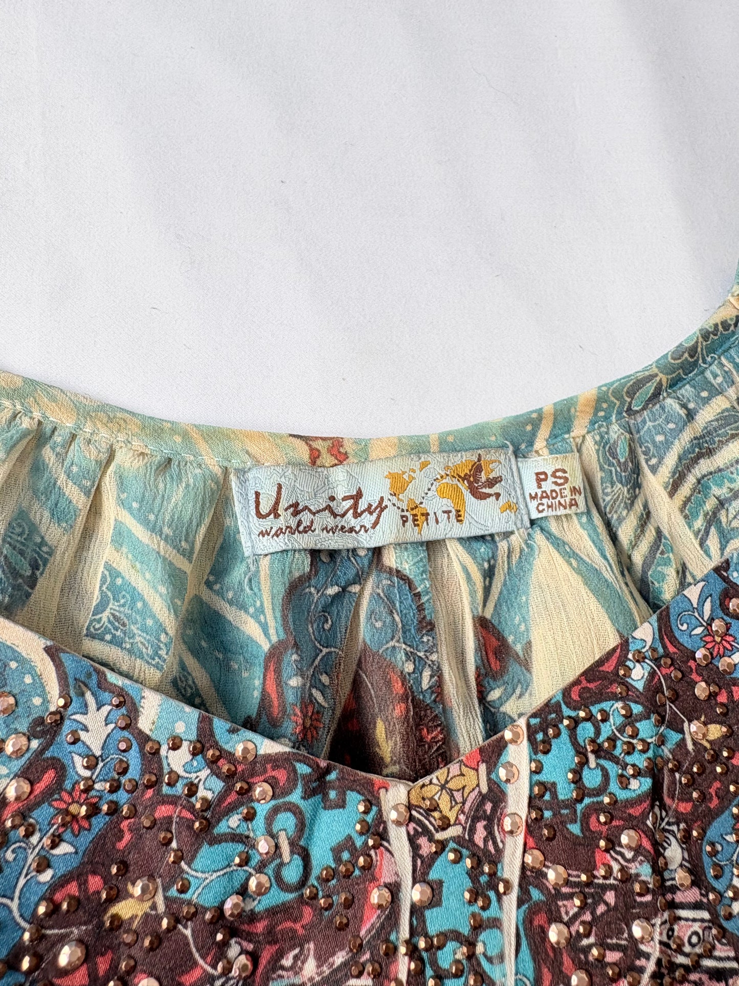 00’s Unity boho patterned top | Size 10
