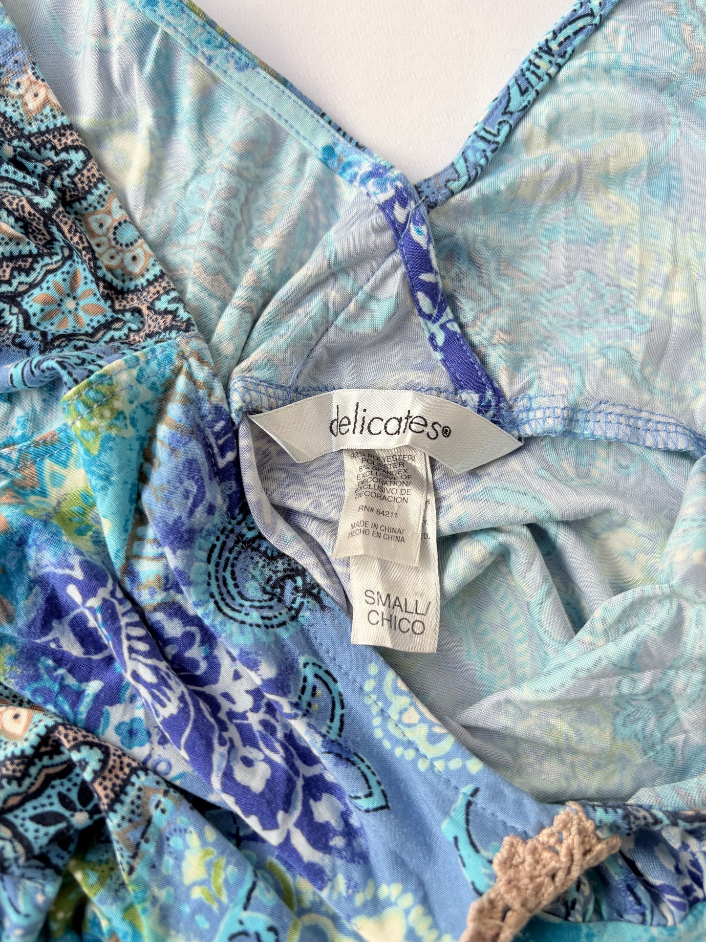 00’s Delicates blue paisley top | Size 10-12