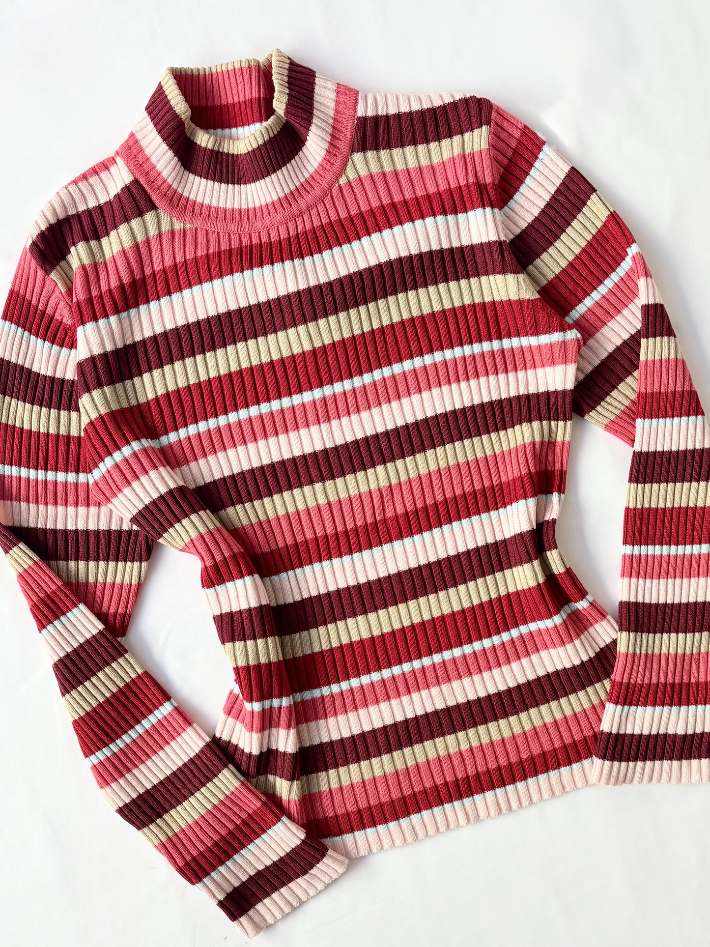 00’s Mock neck striped knit | Size 12