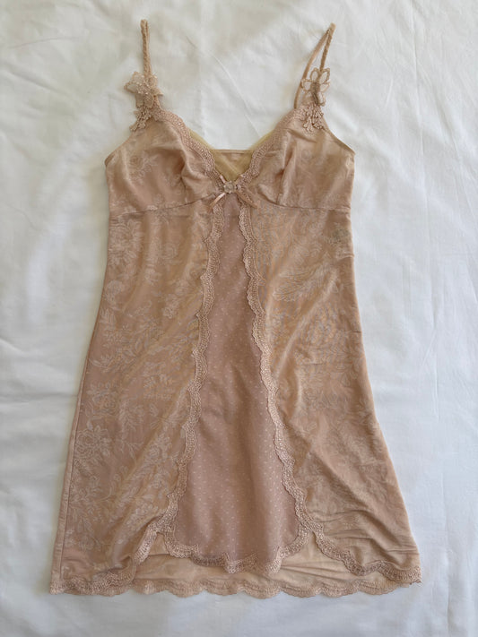 90’s Cream lace mini slip dress | Size 8