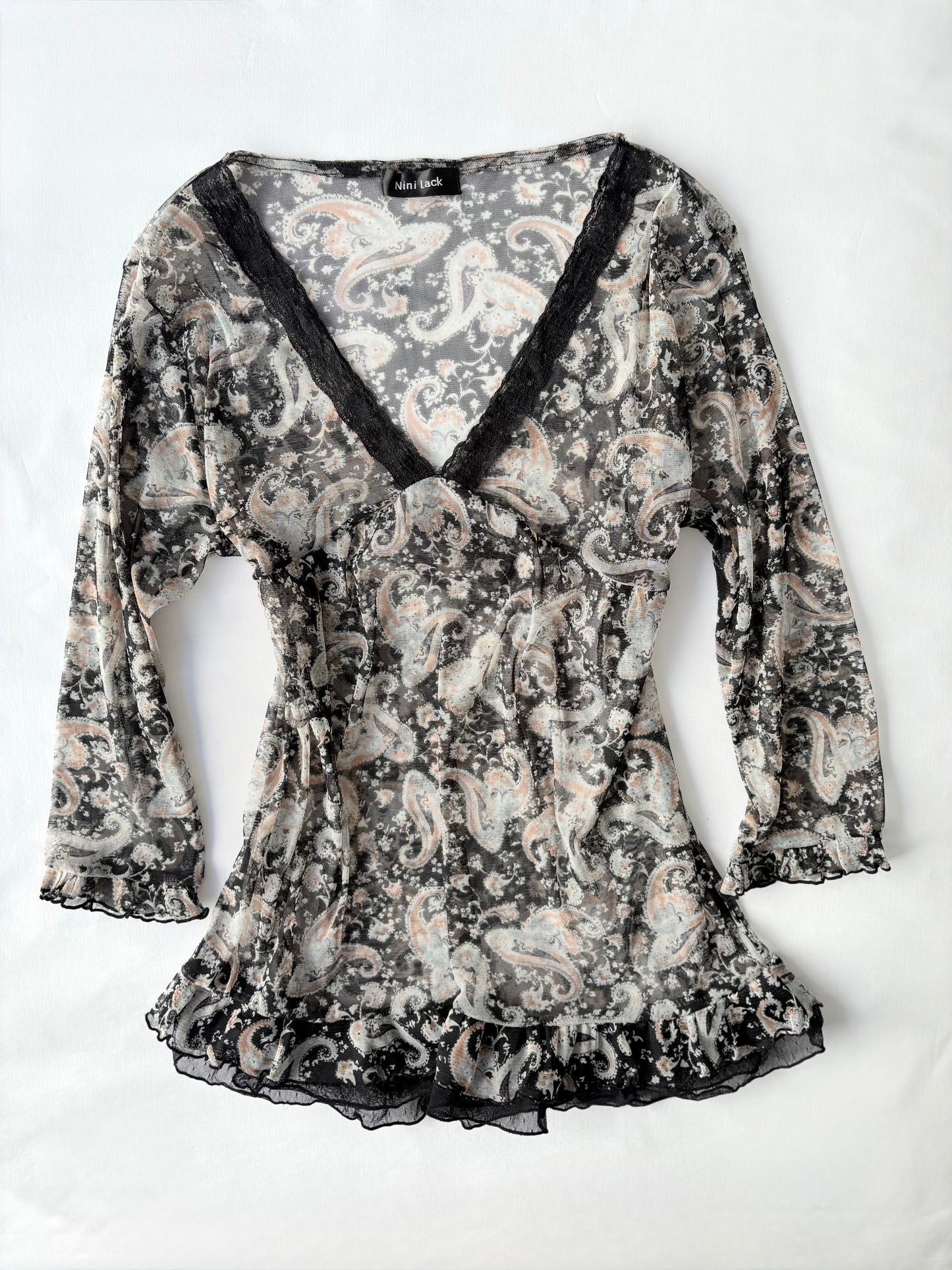00’s Nina paisley babydoll top | Size 12