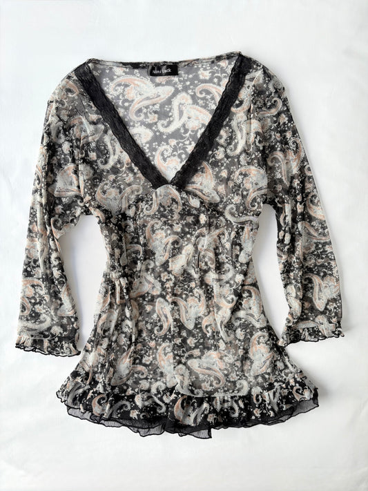 00’s Nina paisley babydoll top | Size 12
