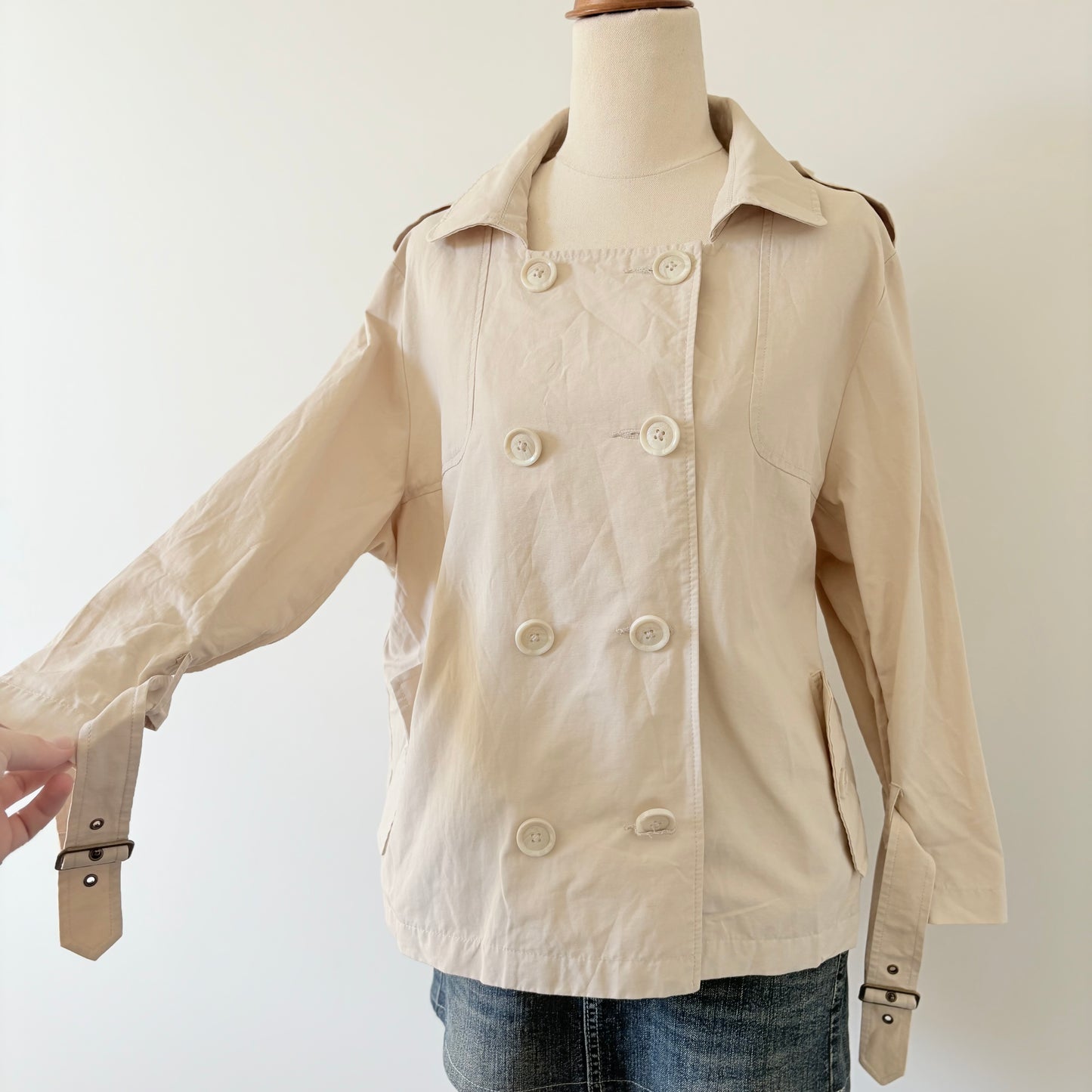 10’s Cream collared pea coat | Size 16