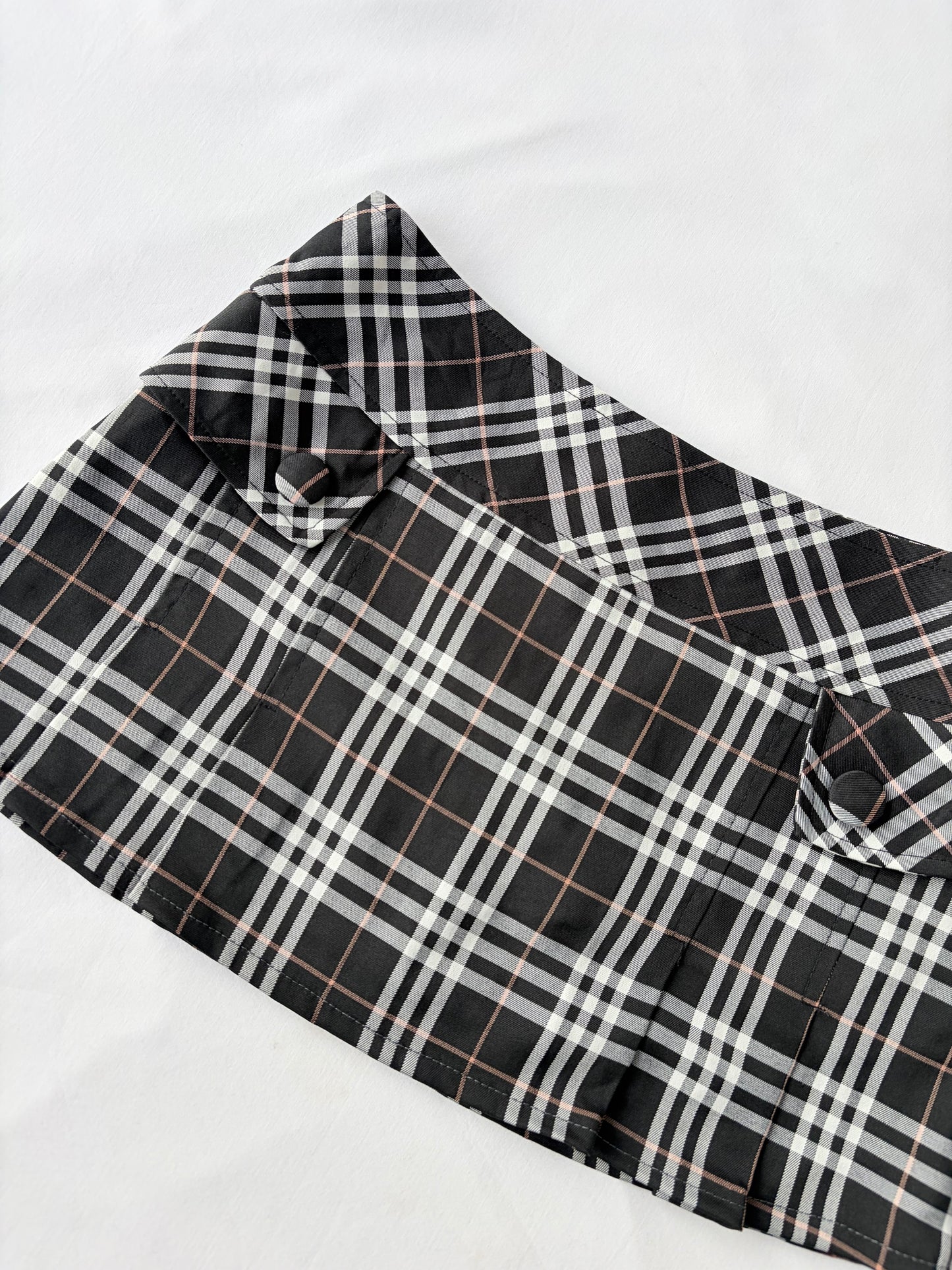 00’s Plaid button mini skirt | Size 8