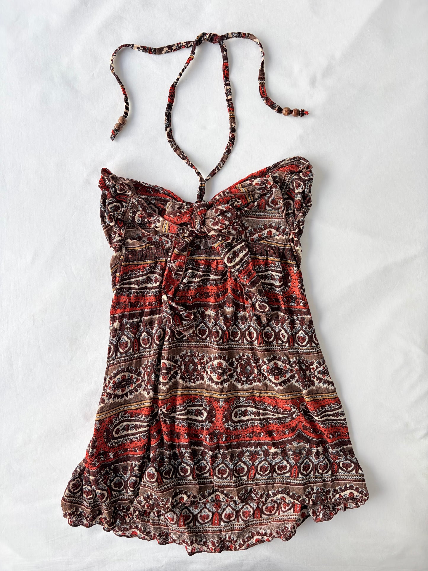 00’s Jeine boho halter mini dress | Size small