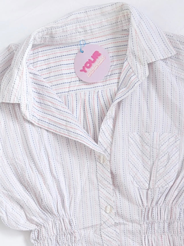 00’s Orange and blue cinched shirt | Size 12