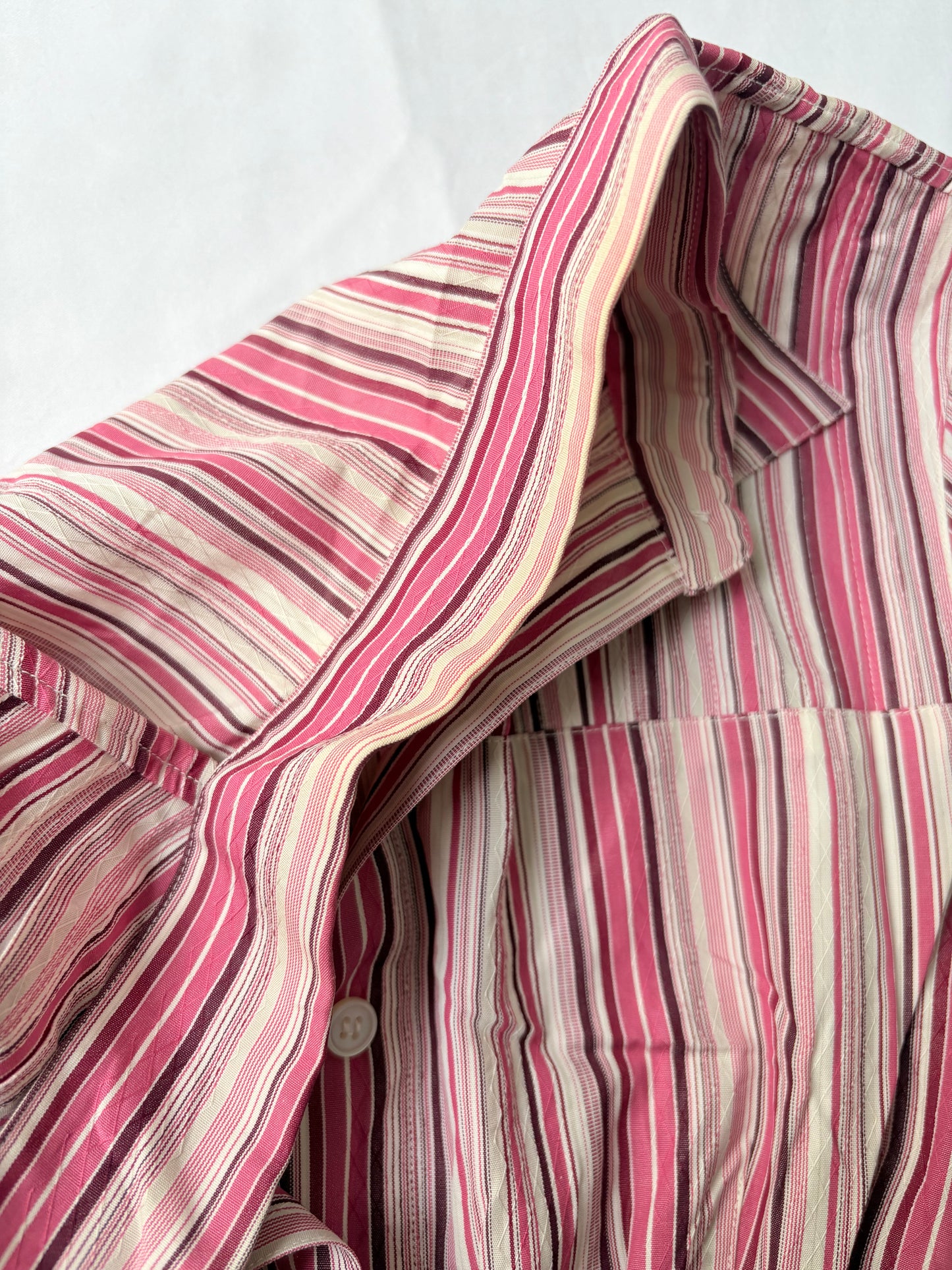 00’s Pink striped cinched shirt | Size 6-8
