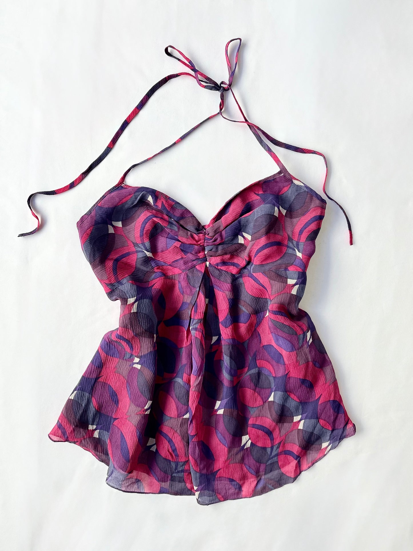 00’s Silk purple halter top | Size XS