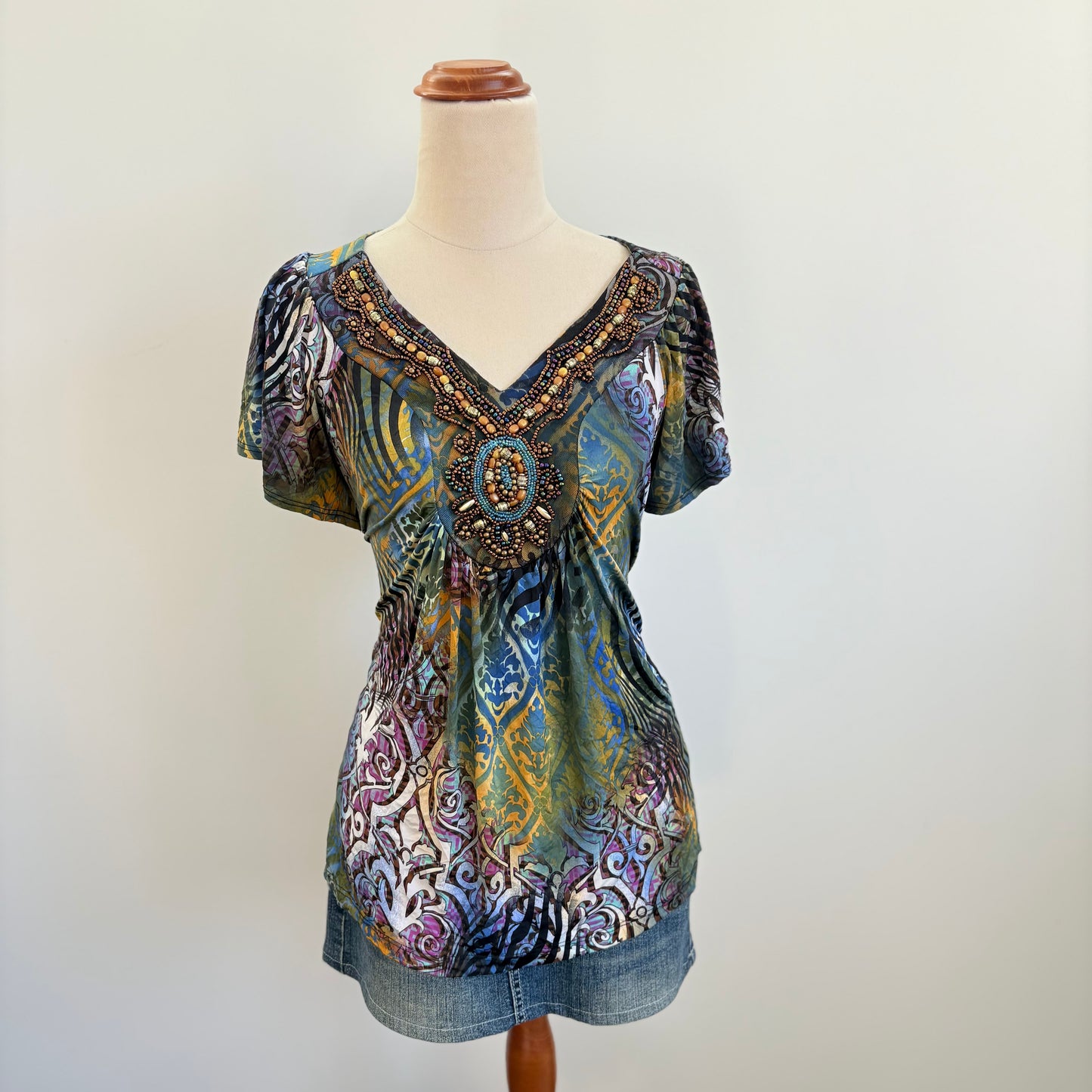 00’s Beaded boho top | Size XL