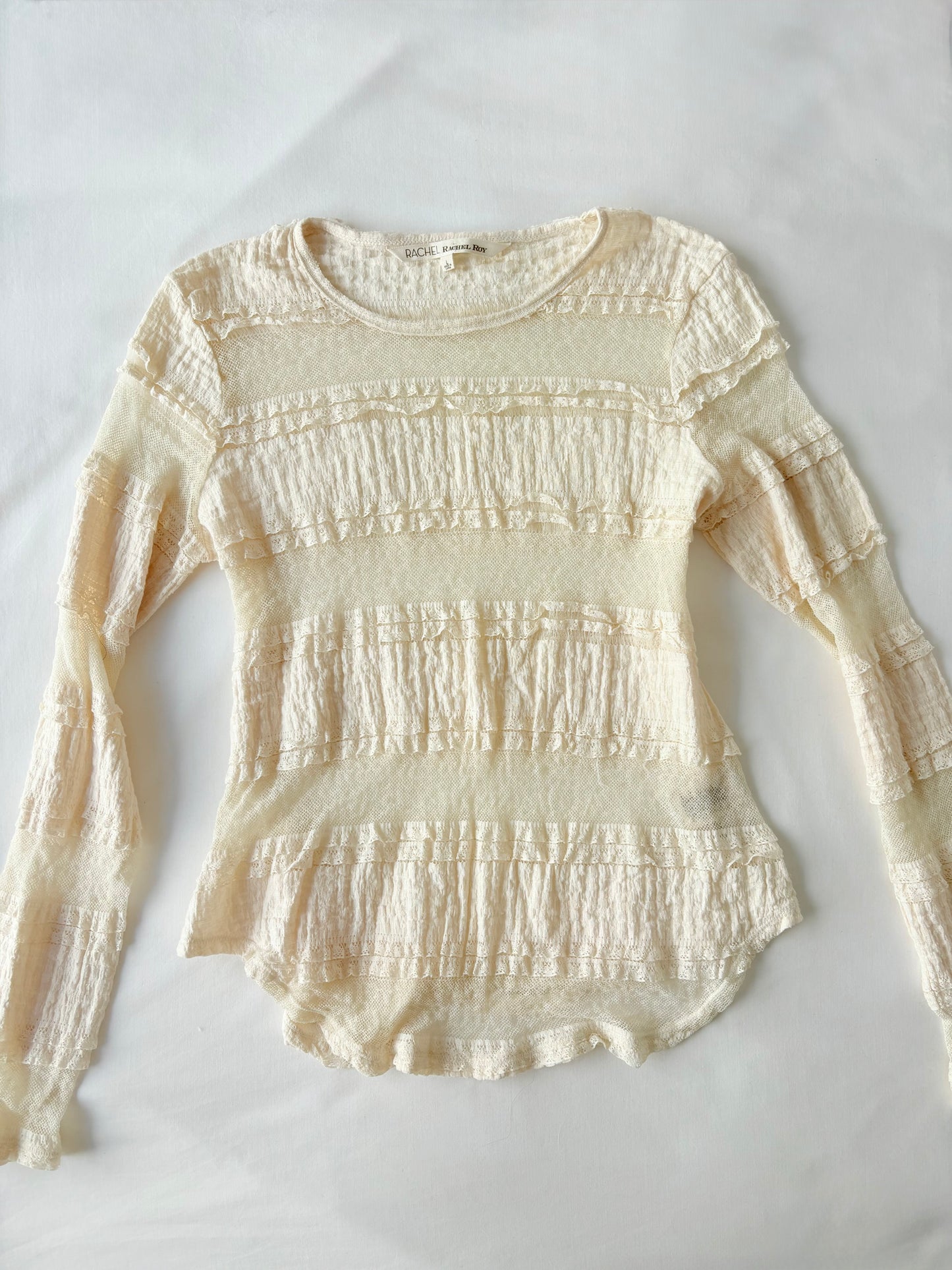 Boho cream lace long sleeve | Size 10-12