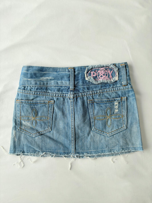 00’s Embroidered denim mini skirt | Size 8