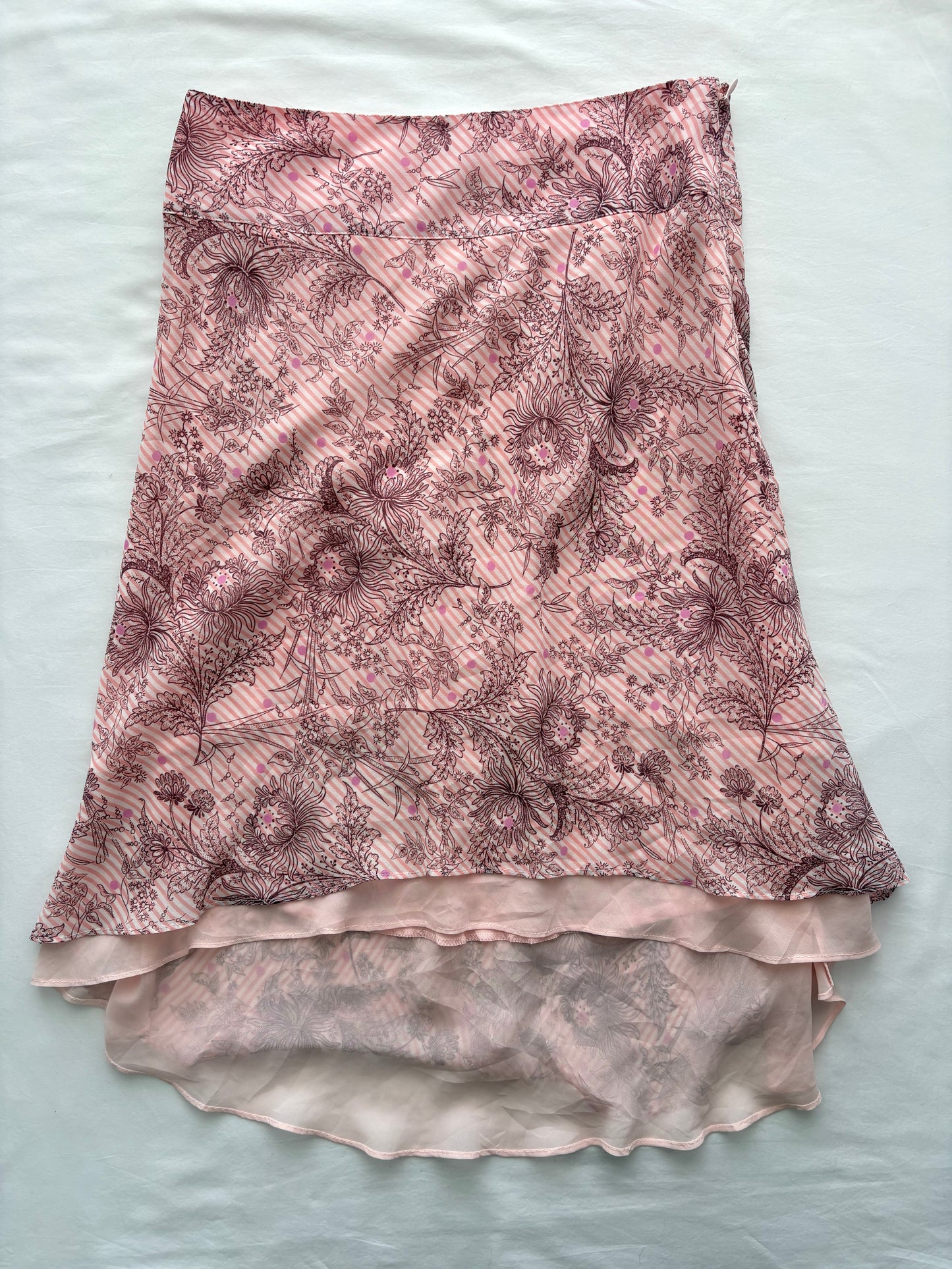 00’s Pink asymmetrical midi skirt | Size 8