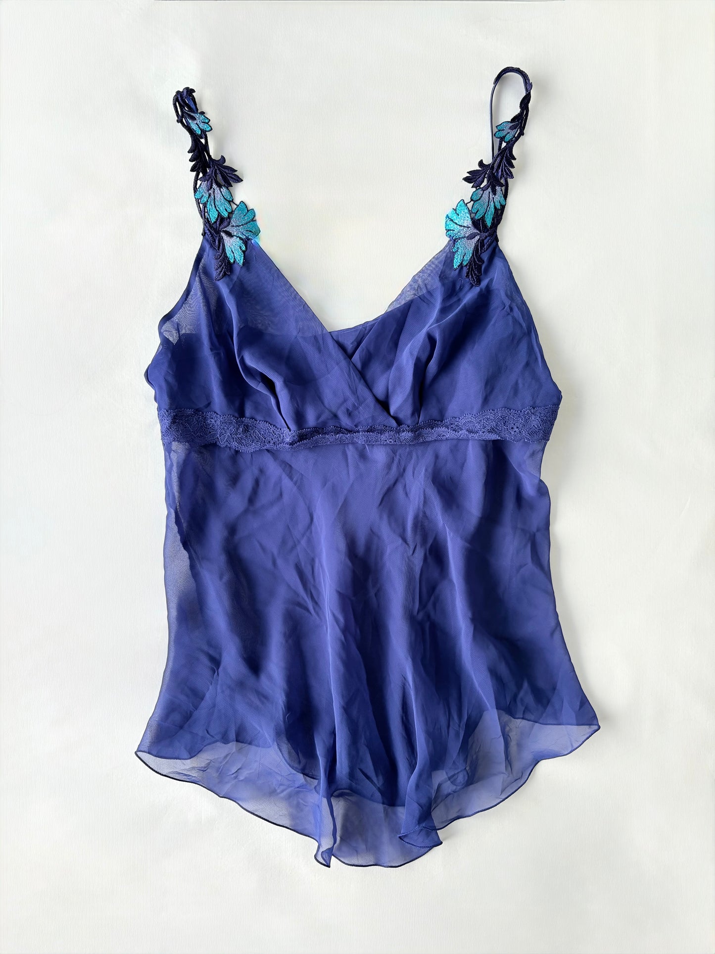 00’s Asymmetrical embroidered cami | Size 12