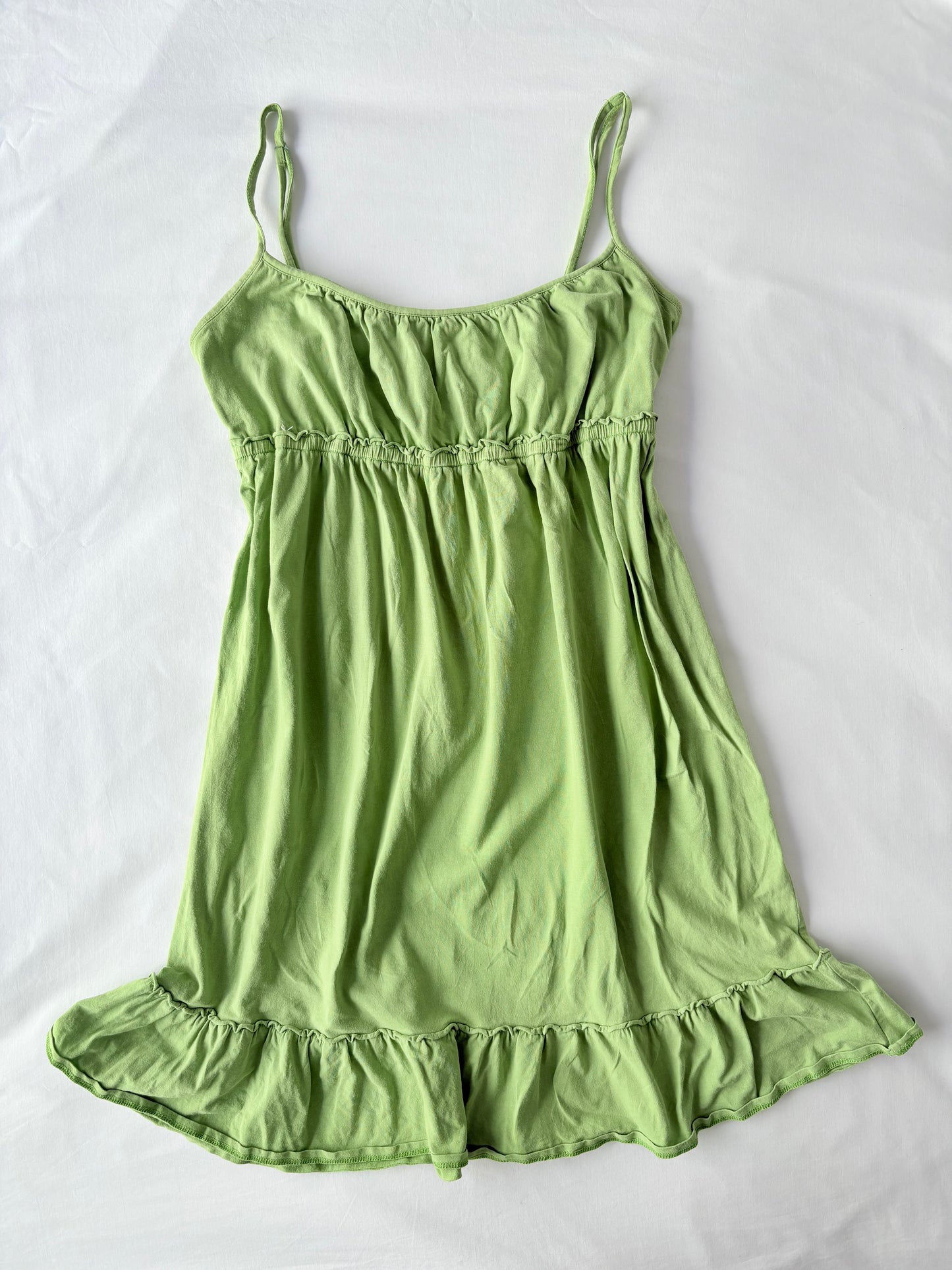 00’s Ruffle green mini dress | Size 8-10