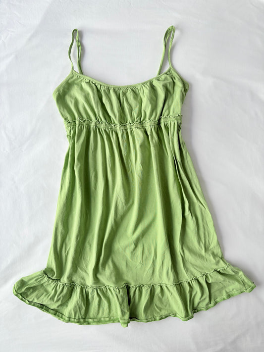 00’s Ruffle green mini dress | Size 8-10