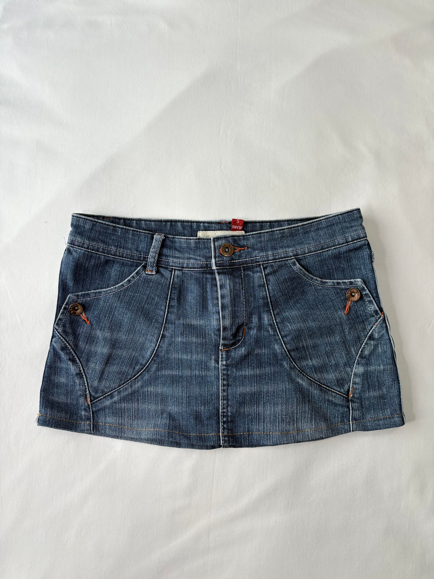 00’s Orange contrast stitch denim skirt | Size 8