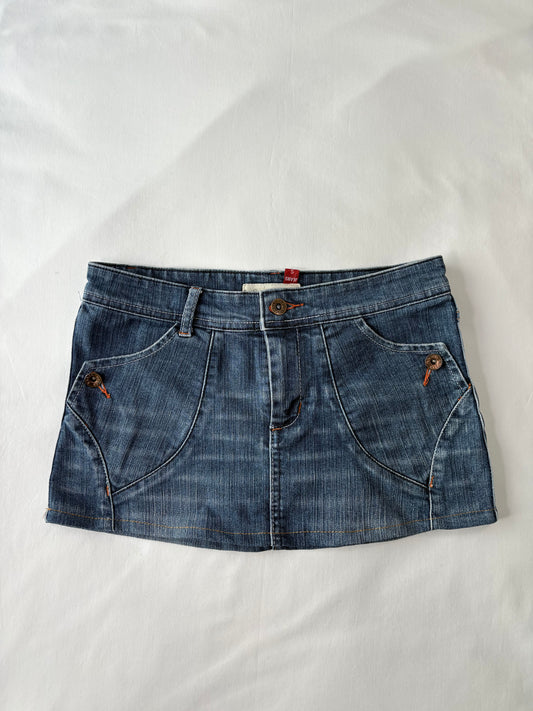 00’s Orange contrast stitch denim skirt | Size 8