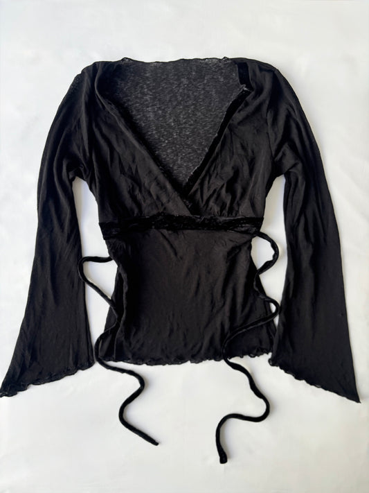 00’s Flared tie back top | Size 8-10