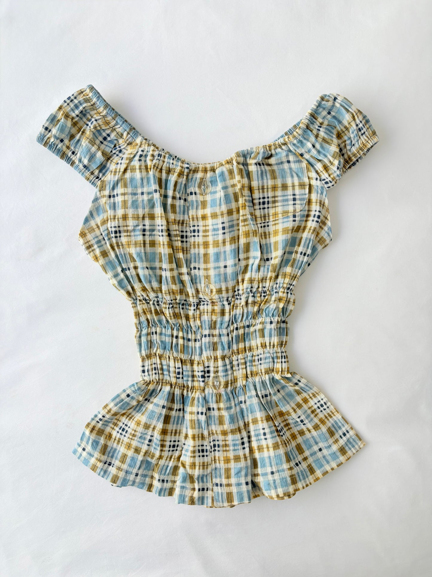 00’s Milkmaid blue and yellow top | Size 10