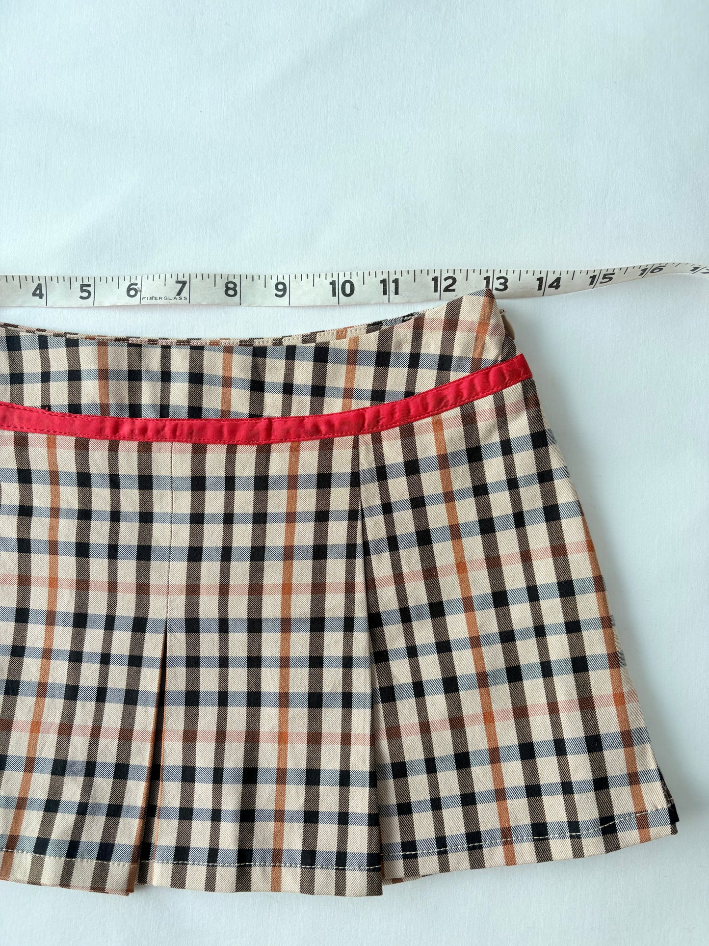 00’s Tan plaid pleated mini skirt | Size 6