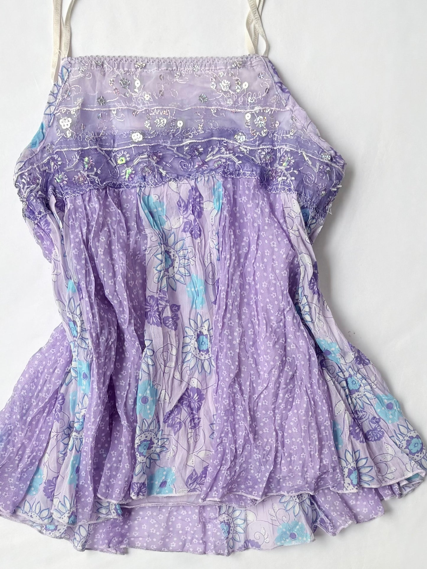 00’s Purple beaded boho top | Size xxs-xs