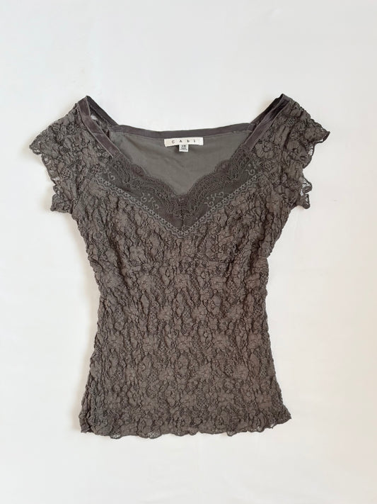 00’s Cabi lace trim top | Size XS