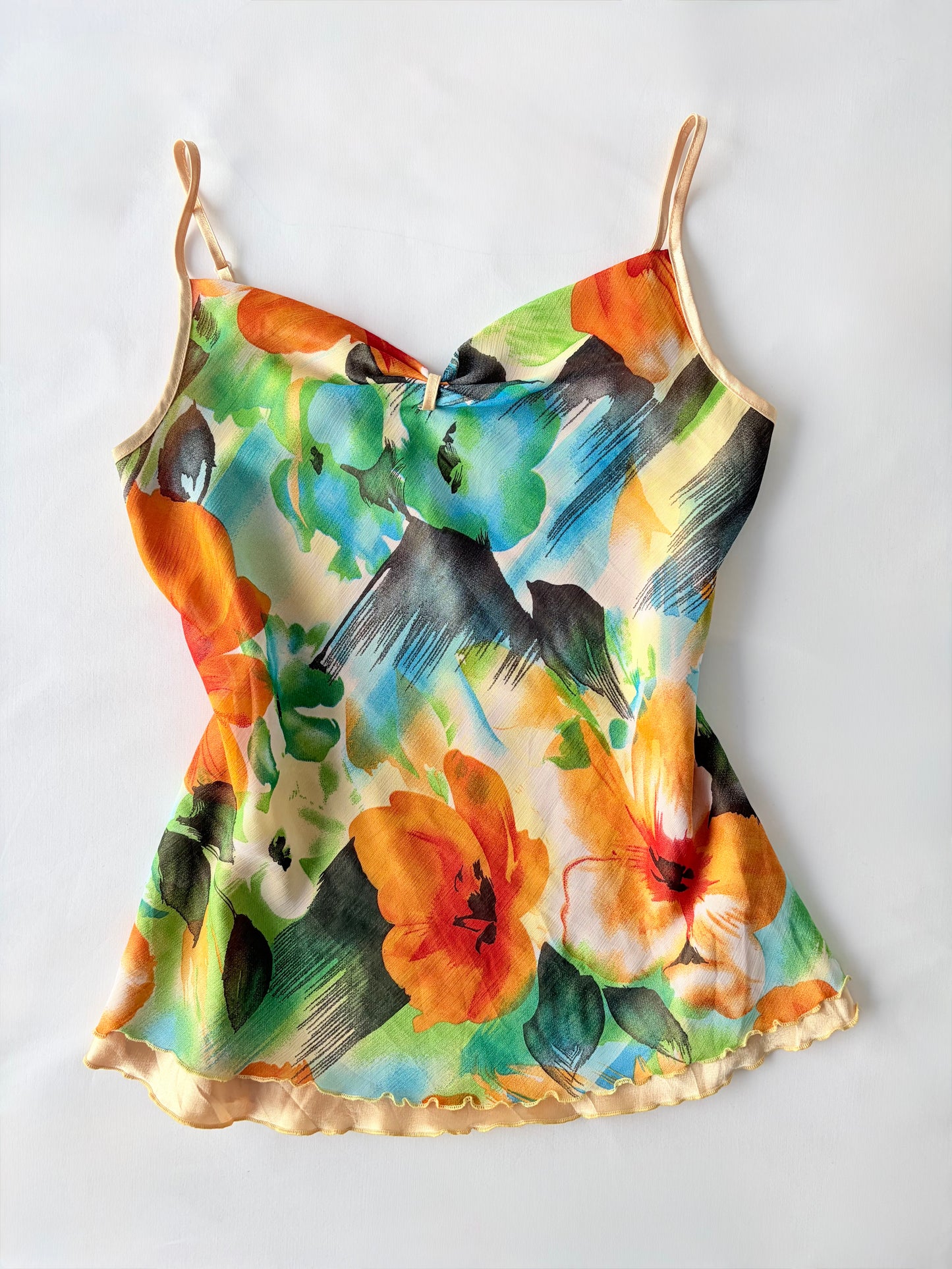 00’s Watercolour floral cami | Size medium