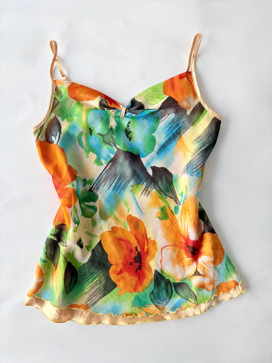 00’s Watercolour floral cami | Size medium