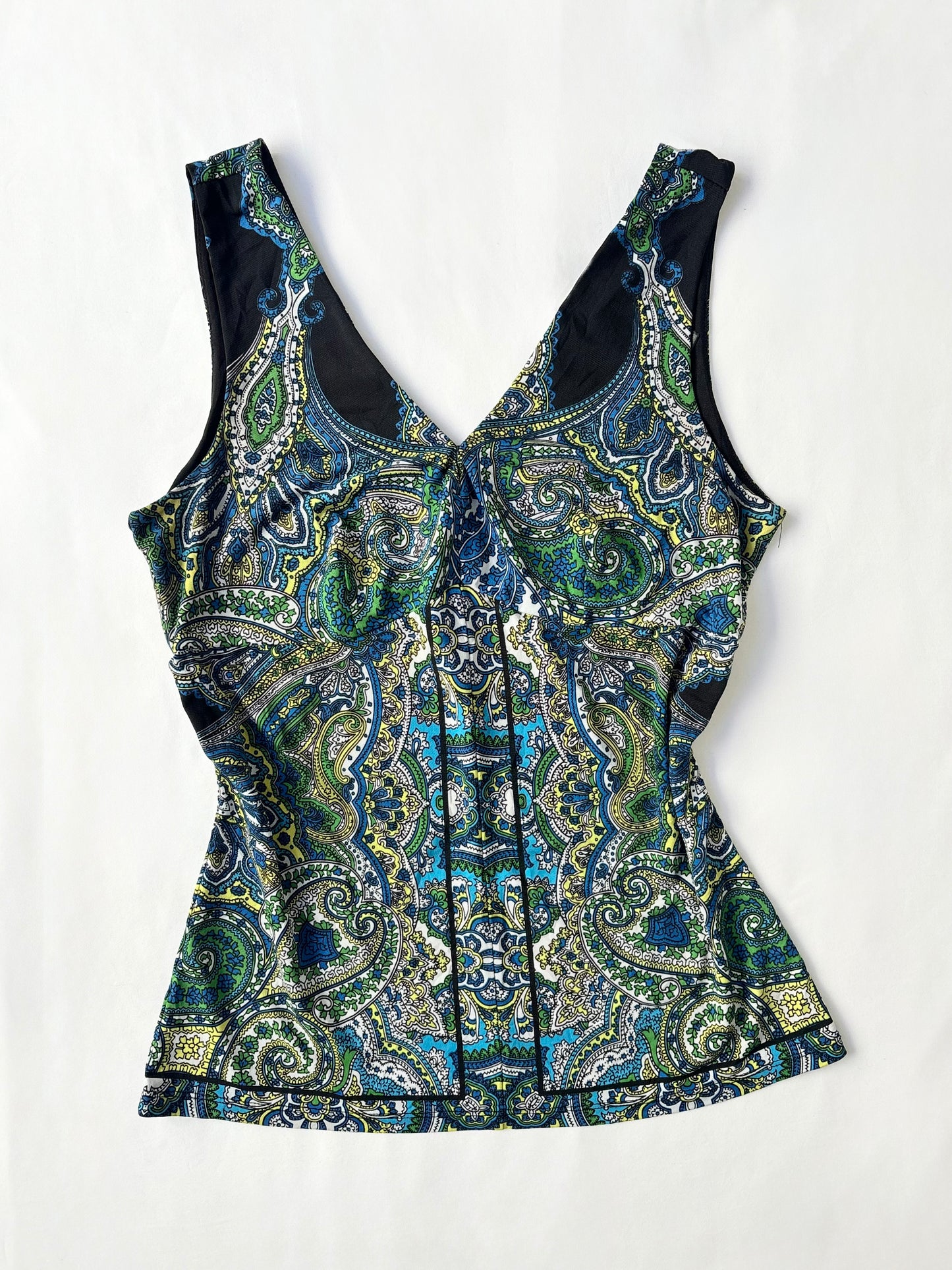 00’s INC green paisley tank | Size 12