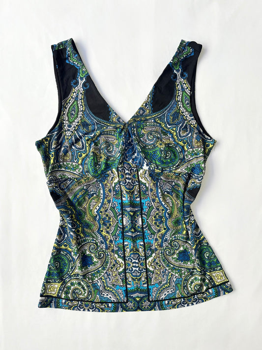 00’s INC green paisley tank | Size 12