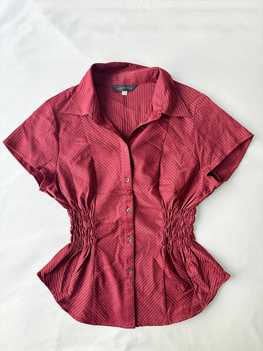 00’s Maroon cinched shirt | Size 14-16
