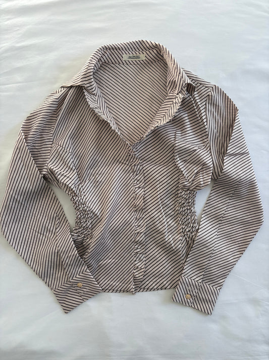 00’s Pink ruffle cinched shirt | Size 8