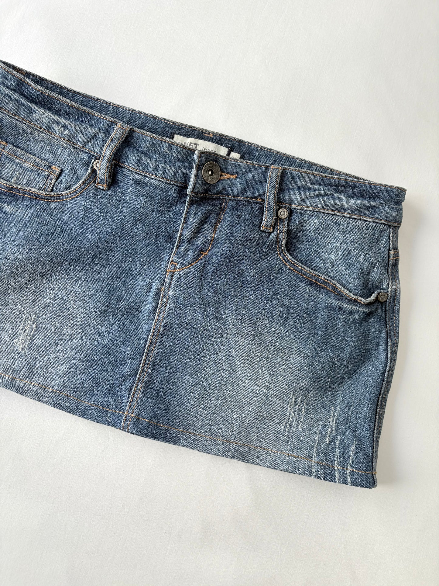 00’s Net denim mini skirt | Size 8