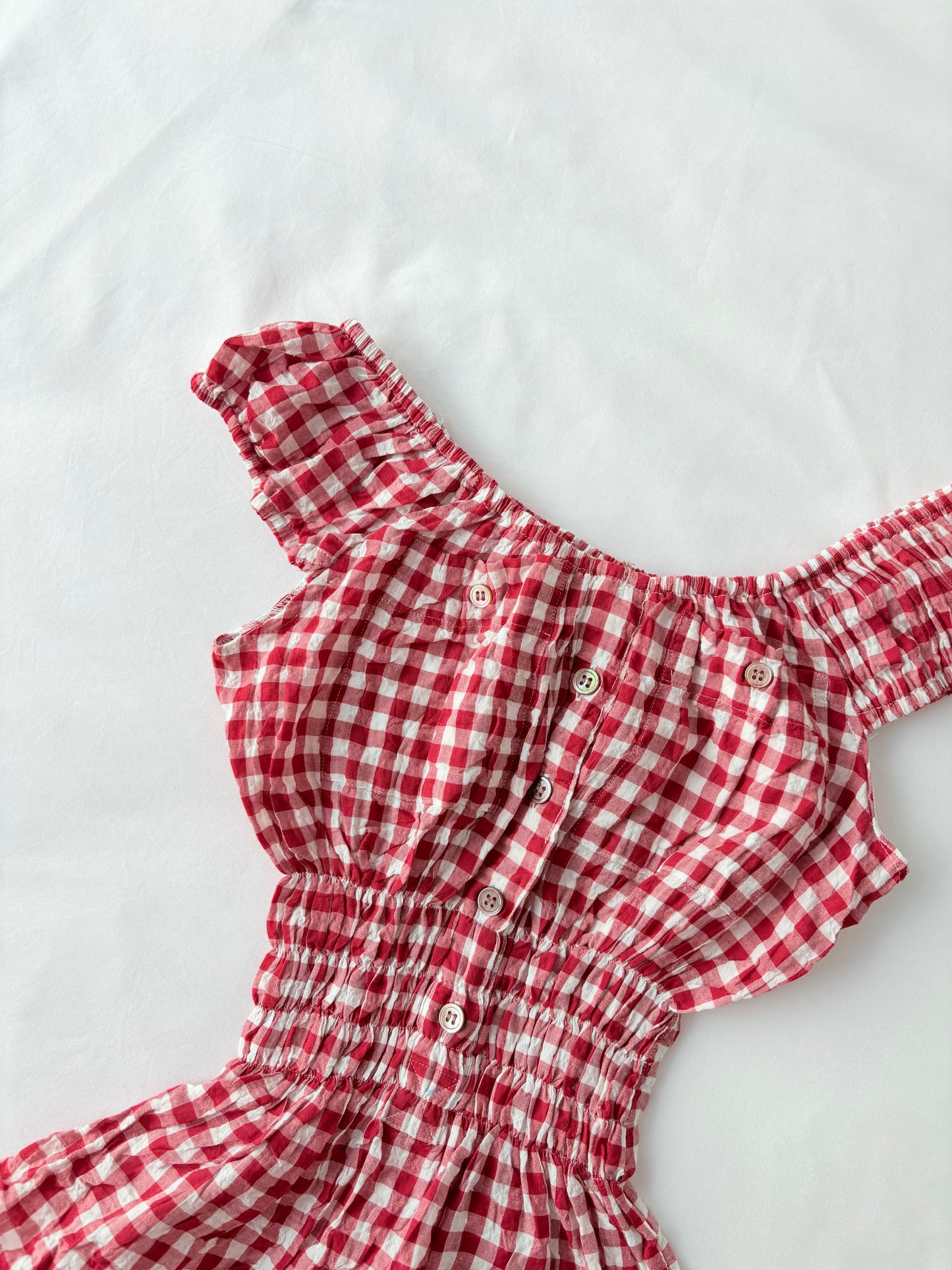 00’s Red gingham milkmaid top | Size 8-10