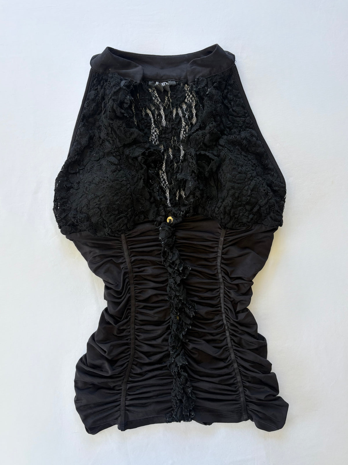 00’s Xoxo ruched black top | Size large