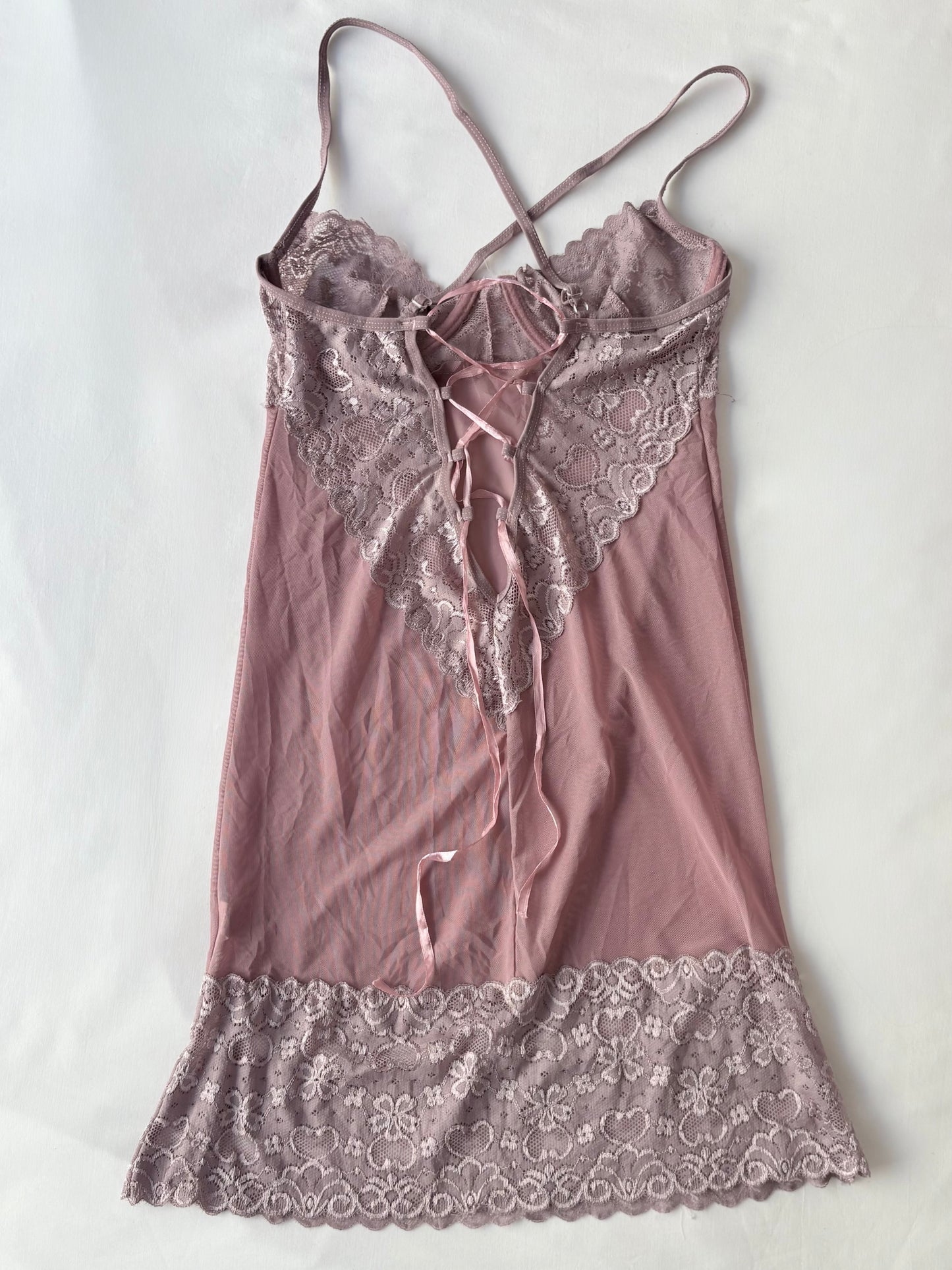 00’s Pink lace up mini dress | Size small