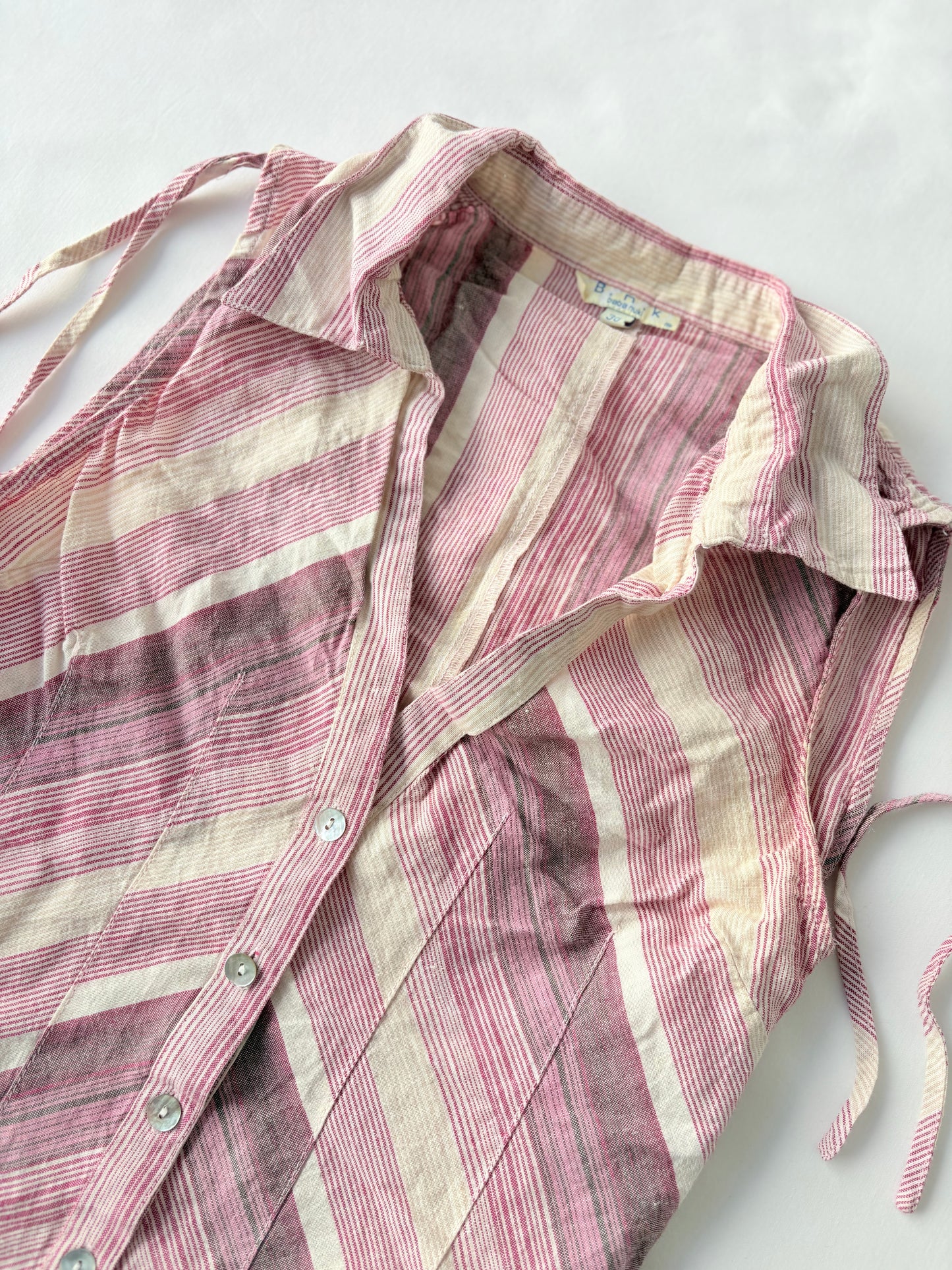 00’s Striped pink tie top | Size 8